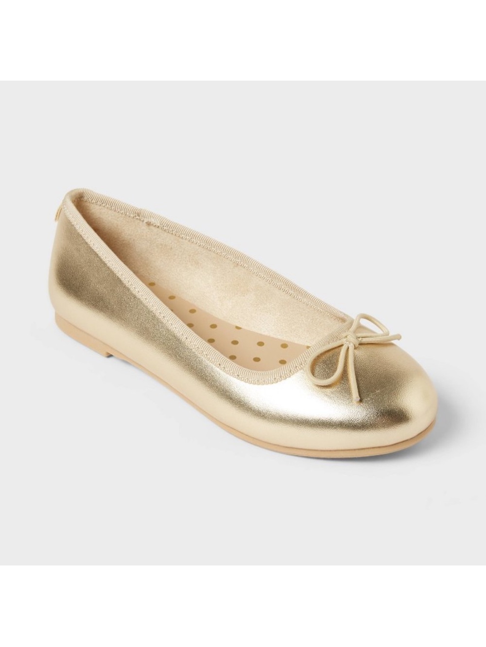 Girls’ Gold Ballet Flat with Bow - size 4 - Cat & Jack
